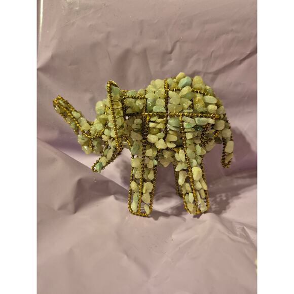 Jade Colored Stone Elephant 6"x4" - Picture 1 of 5